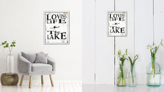 Loving Life The Lake Vintage Saying Gifts Home Decor Wall Art Canvas Print with Custom Picture Frame