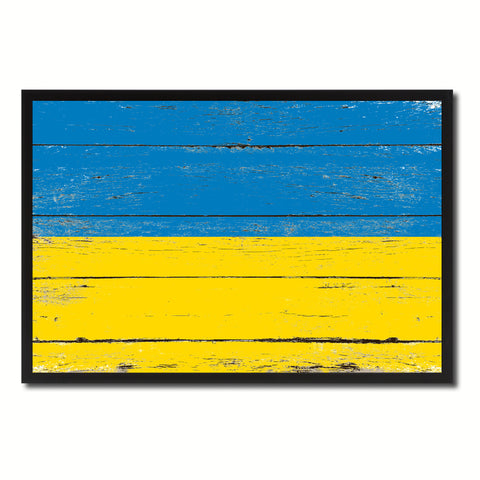 Ukraine Country National Flag Vintage Canvas Print with Picture Frame Home Decor Wall Art Collection Gift Ideas