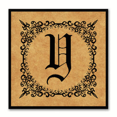 Alphabet Y Brown Canvas Print Black Frame Kids Bedroom Wall Décor Home Art
