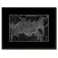 Russia Siberia Vintage Monochrome Map Canvas Print, Gifts Picture Frames Home Decor Wall Art