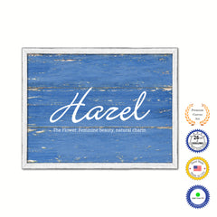 Harel White Wash Wood Frame Blue Canvas Print Boutique Cottage Decor Shabby Chic Vintage Art