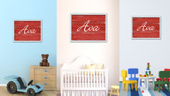 Ava Name Plate White Wash Wood Frame Canvas Print Boutique Cottage Decor Shabby Chic