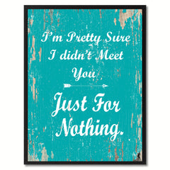 I'm pretty sure I didn't meet you just for nothing Happy Quote Saying Gift Ideas Home Decor Wall Art