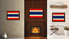 Thailand Country Flag Vintage Canvas Print with Brown Picture Frame Home Decor Gifts Wall Art Decoration Artwork