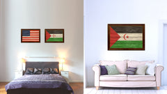 Sahrawi Arab Democratic Republic Country Flag Texture Canvas Print with Brown Custom Picture Frame Home Decor Gift Ideas Wall Art Decoration