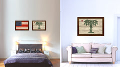 South Carolina Palmetto Guard Military Flag Texture Canvas Print with Brown Picture Frame Home Decor Wall Art Gifts