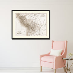 Peru Bolivia Vintage Sepia Map Canvas Print, Picture Frame Gifts Home Decor Wall Art Decoration