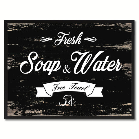 Fresh Soap & Water Vintage Sign Black Canvas Print Home Decor Wall Art Gifts Picture Frames