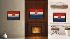 Croatia Country Flag Vintage Canvas Print with Brown Picture Frame Home Decor Gifts Wall Art Decoration Artwork