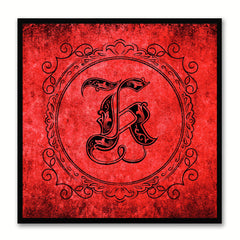 Alphabet K Red Canvas Print Black Frame Kids Bedroom Wall Décor Home Art