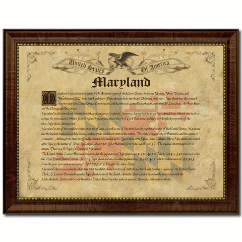 Maryland Vintage History Flag Canvas Print, Picture Frame Gift Ideas Home Décor Wall Art Decoration