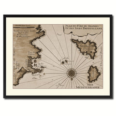 Sicily West Aegadian Islands Vintage Sepia Map Canvas Print, Picture Frame Gifts Home Decor Wall Art Decoration