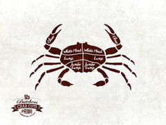 Beef, Chicken, Duck, Goose, Lamb, Pork, Turkey, Crab, Fish, Lobster, Shrimp Meat Cow Cuts Butchers Chart
