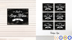 Fresh Soap & Water Vintage Sign Black Canvas Print Home Decor Wall Art Gifts Picture Frames