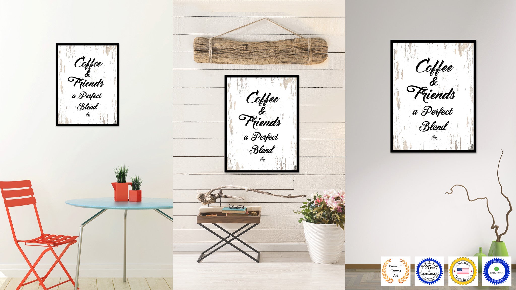 Coffee & Friends A Perfect Blend Quote Saying Canvas Print with Picture Frame
