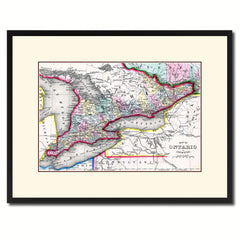 Ontario Canada Vintage Antique Map Wall Art Home Decor Gift Ideas Canvas Print Custom Picture Frame