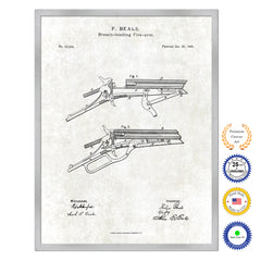 1866 Breech Loading Firearm Old Patent Art Print on Canvas Custom Framed Vintage Home Decor Wall Decoration Great for Gifts