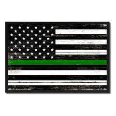 Thin Green Line Support Border Patrol American USA Flag Vintage Canvas Print with Picture Frame Home Decor Man Cave Wall Art Collectible Decoration Artwork Gifts