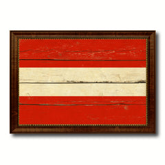 Austria Country Flag Vintage Canvas Print with Brown Picture Frame Home Decor Gifts Wall Art Decoration Artwork