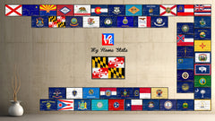 Maryland State Flag Vintage Canvas Print with Black Picture Frame Home DecorWall Art Collectible Decoration Artwork Gifts