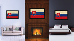 Slovakia Country Flag Vintage Canvas Print with Black Picture Frame Home Decor Gifts Wall Art Decoration Artwork