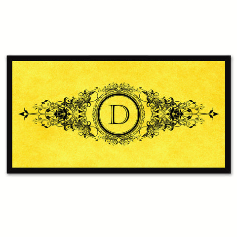 Alphabet Letter D Yellow Canvas Print Black Frame Kids Bedroom Wall Décor Home Art