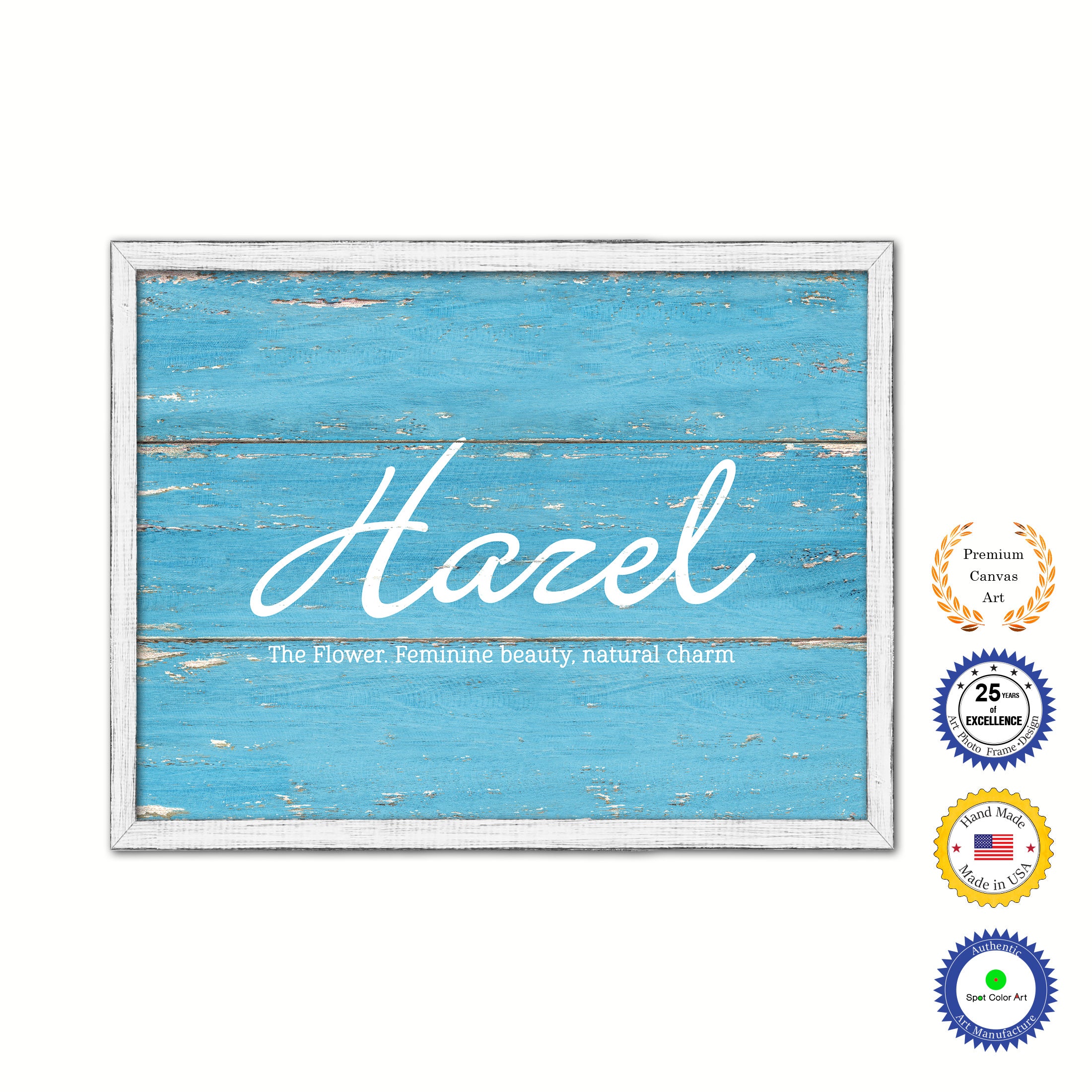 Harel White Wash Wood Frame Aqua Canvas Print Boutique Cottage Decor Shabby Chic Vintage Art