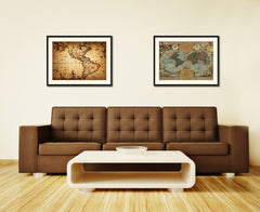 America Vintage Antique Map Wall Art Home Decor Gift Ideas Canvas Print Custom Picture Frame