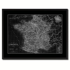 France Paris Vintage Monochrome Map Canvas Print, Gifts Picture Frames Home Decor Wall Art