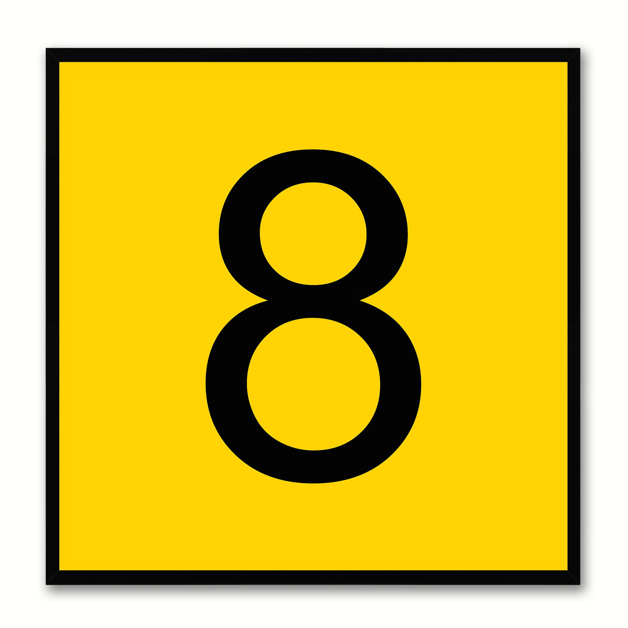Number 8 Yellow Canvas Print Black Frame Kids Bedroom Wall Décor Home Art