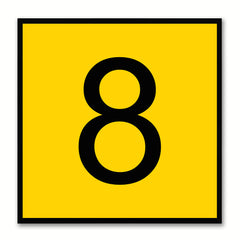 Number 8 Yellow Canvas Print Black Frame Kids Bedroom Wall Décor Home Art