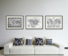 Persia Arabia Iraq Iran Vintage B&W Map Canvas Print, Picture Frame Home Decor Wall Art Gift Ideas