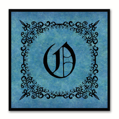 Alphabet O Blue Canvas Print Black Frame Kids Bedroom Wall Décor Home Art