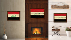 Iraq Country Flag Vintage Canvas Print with Brown Picture Frame Home Decor Gifts Wall Art Decoration Artwork