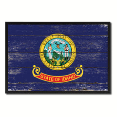 Idaho State Flag Vintage Canvas Print with Black Picture Frame Home DecorWall Art Collectible Decoration Artwork Gifts