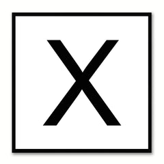 Alphabet X White Canvas Print Black Frame Kids Bedroom Wall Décor Home Art