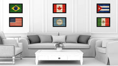 Boston City Massachusetts State Texture Flag Canvas Print Black Picture Frame
