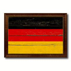 Germany Country Flag Vintage Canvas Print with Brown Picture Frame Home Decor Gifts Wall Art Decoration Artwork