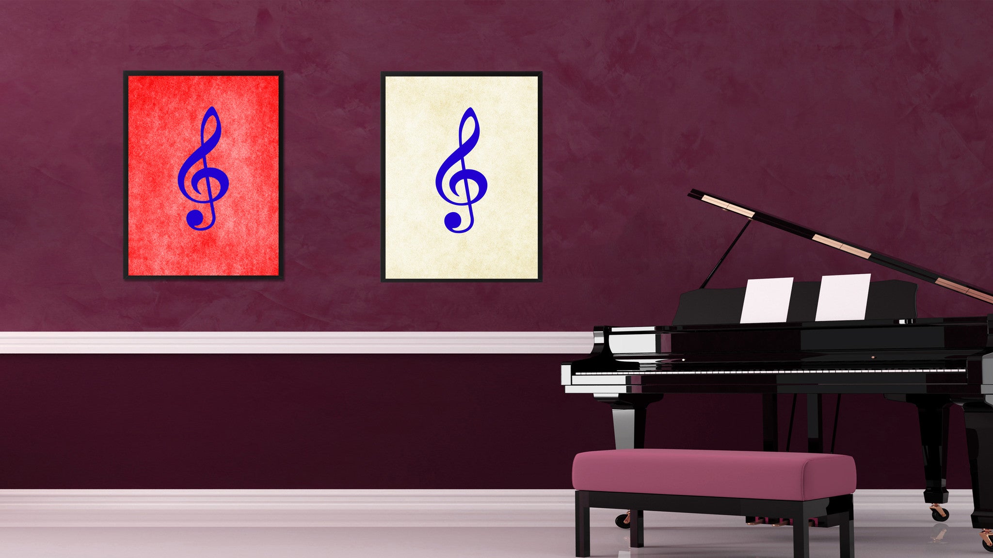 Treble Music White Canvas Print Pictures Frames Office Home Décor Wall Art Gifts