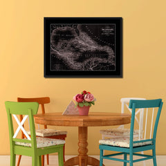West Indies Caribbean Vintage Vivid Sepia Map Canvas Print, Picture Frames Home Decor Wall Art Decoration Gifts