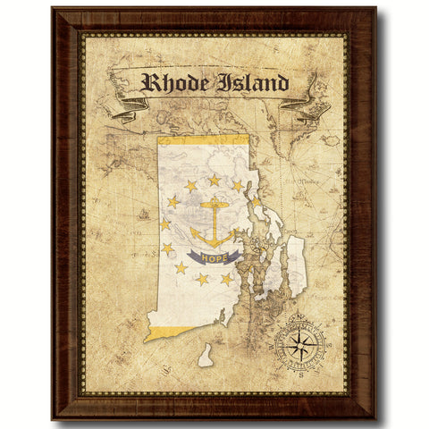 Rhode Island State Vintage Map Home Decor Wall Art Office Decoration Gift Ideas