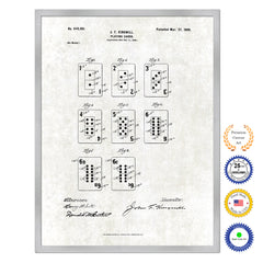 1900 Playing Cards Old Patent Art Print on Canvas Custom Framed Vintage Home Decor Wall Decoration Great for Gifts