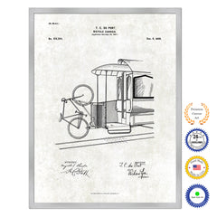 1898 Bicycle Carrier Old Patent Art Print on Canvas Custom Framed Vintage Home Decor Wall Decoration Great for Gifts
