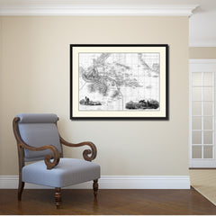 Oceania Australia New Zealand Vintage B&W Map Canvas Print, Picture Frame Home Decor Wall Art Gift Ideas