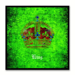 King Green Canvas Print Black Frame Kids Bedroom Wall Home Décor