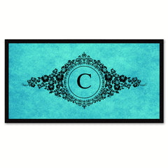 Alphabet Letter C Auqa Canvas Print, Black Custom Frame