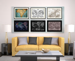 Quebec Montreal Vintage Sepia Map Canvas Print, Picture Frame Gifts Home Decor Wall Art Decoration