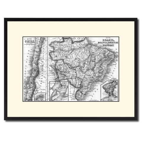 Afghanistan Persia Iraq Iran Vintage B&W Map Canvas Print, Picture Frame Home Decor Wall Art Gift Ideas