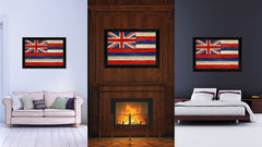 Hawaii State Flag Texture Canvas Print with Black Picture Frame Home Decor Man Cave Wall Art Collectible Decoration Artwork Gifts