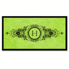 Alphabet Letter H Green Canvas Print Black Frame Kids Bedroom Wall Décor Home Art